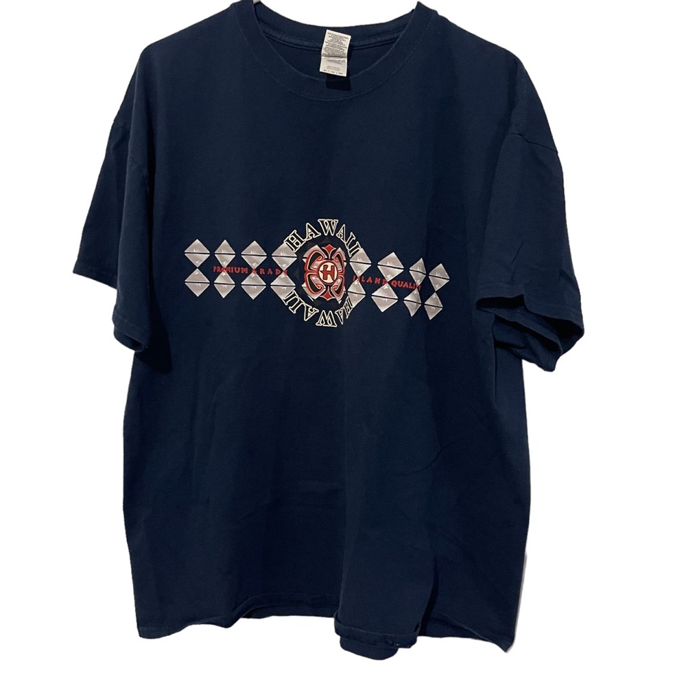 Gildan Hawaii T Shirt Mens X-Large Blue Short Sleeve Summer Hawaiian Crew‎ Neck